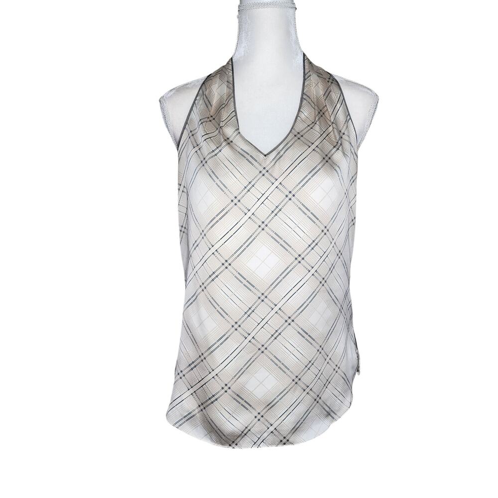 White House Black Market V Neck Sleeveless Satin Blouse Women's Size Small